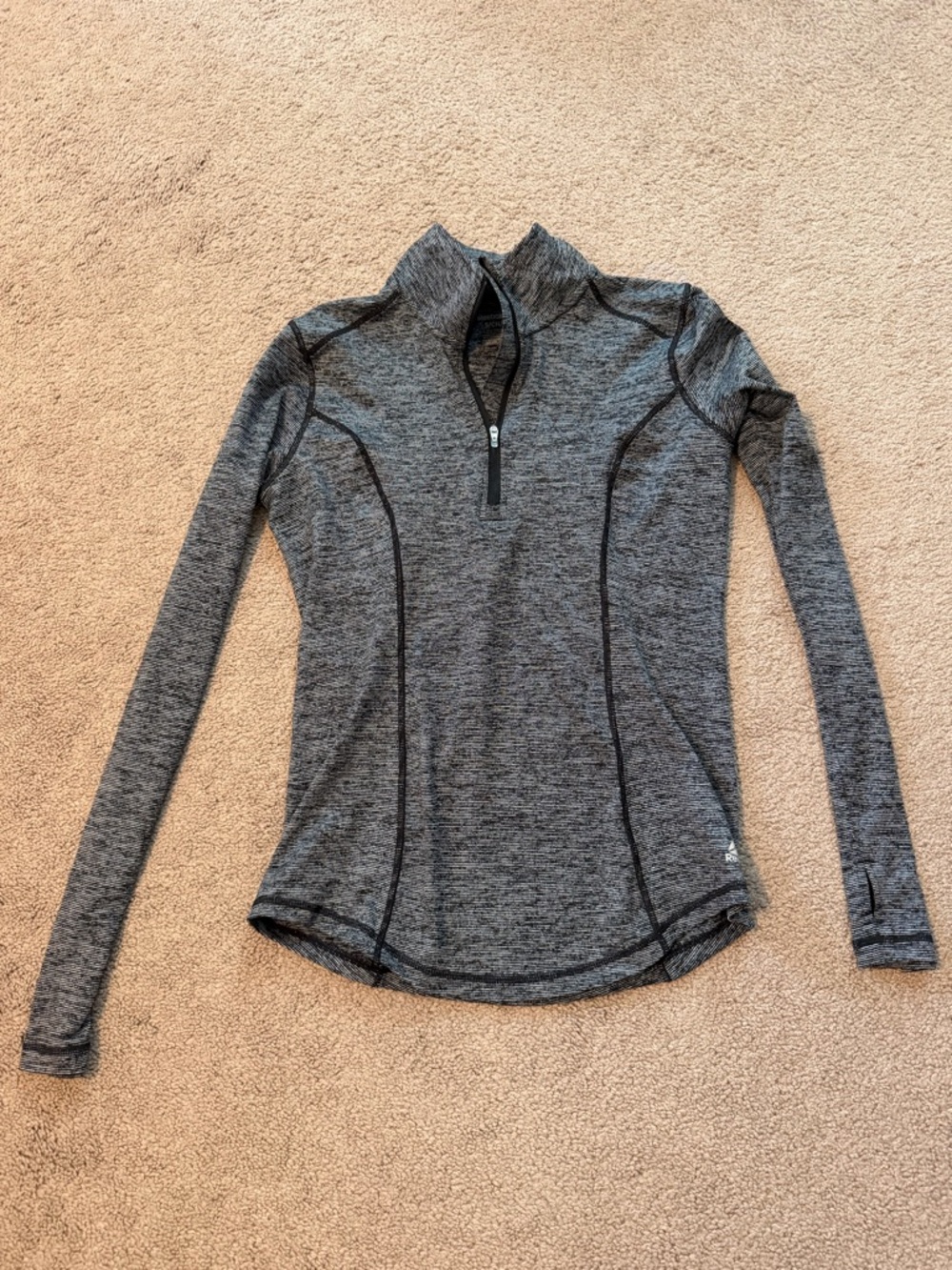 Reebok Women's Heather Gray Quarter-Zip Long Sleeve Top